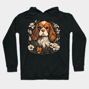 King Charles Spaniel with lilies illustration Hoodie